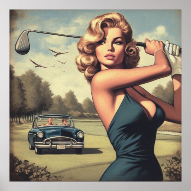 Retro Golf Girl Poster (Vorne)
