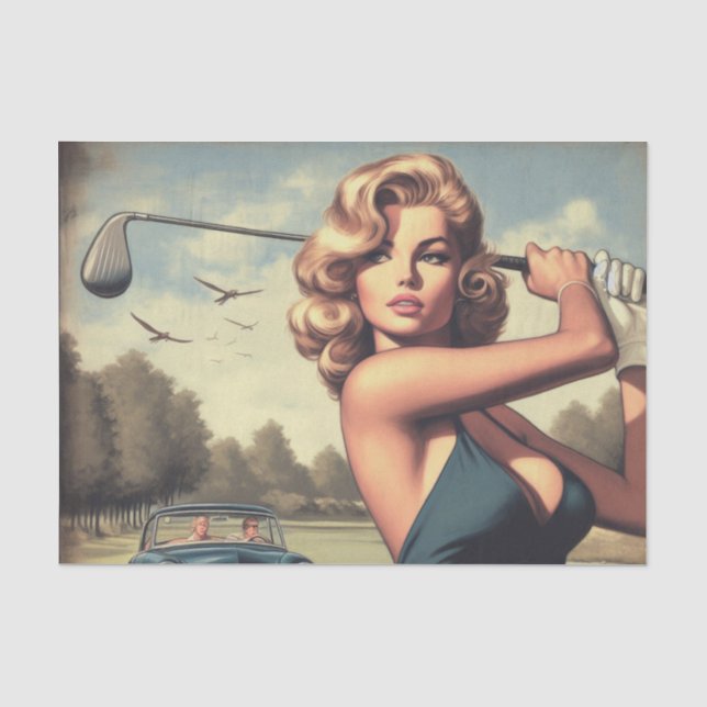 Retro Golf Girl Seidenpapier (Vorderseite)