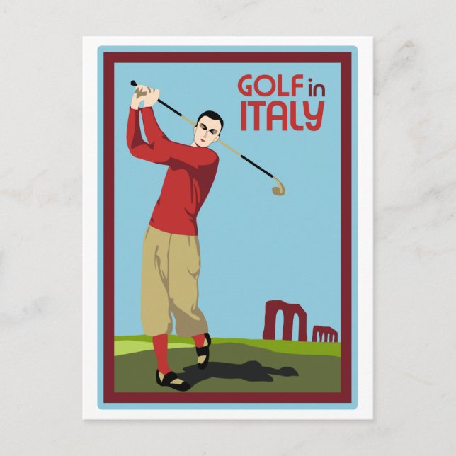 Retro Golf im Stil der 1920er Jahre in Italien - R Postkarte (Vorderseite)