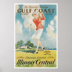 Retro-Golf-Sportposter Illinois Reise Kunst Druck Poster