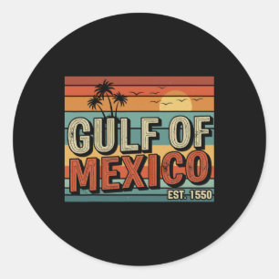 Retro Golf von Mexiko Est 1550 Beach Vibes Sunset  Runder Aufkleber