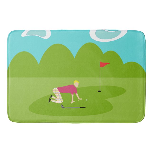 Retro Golfer Bath Mat Badematte (Vorderseite)