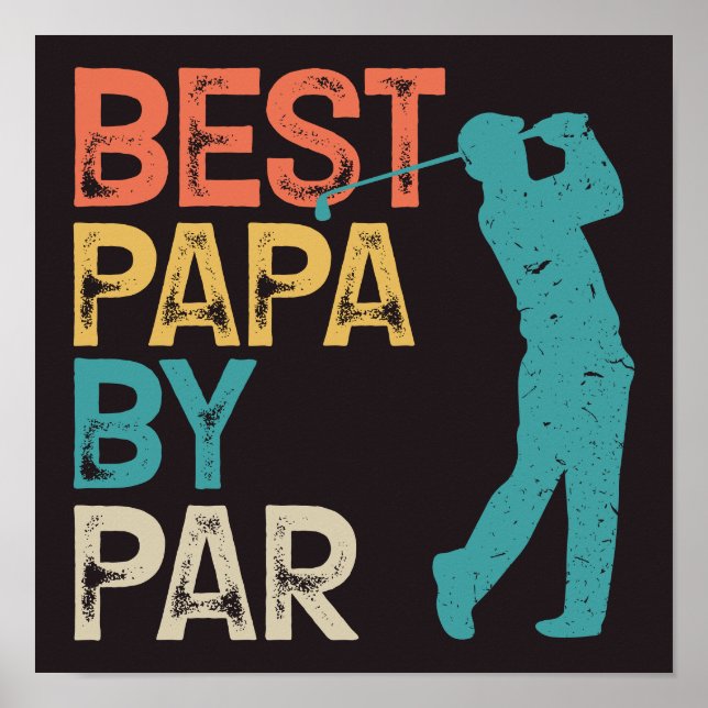 Retro Golfer - Beste Papa Par Poster (Vorne)
