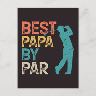 Retro Golfer - Bester Papa nach Par Postkarte