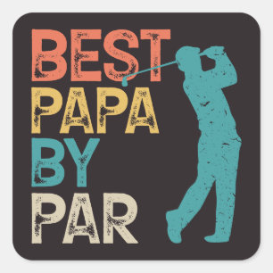 Retro Golfer - Bester Papa nach Par Quadratischer Aufkleber