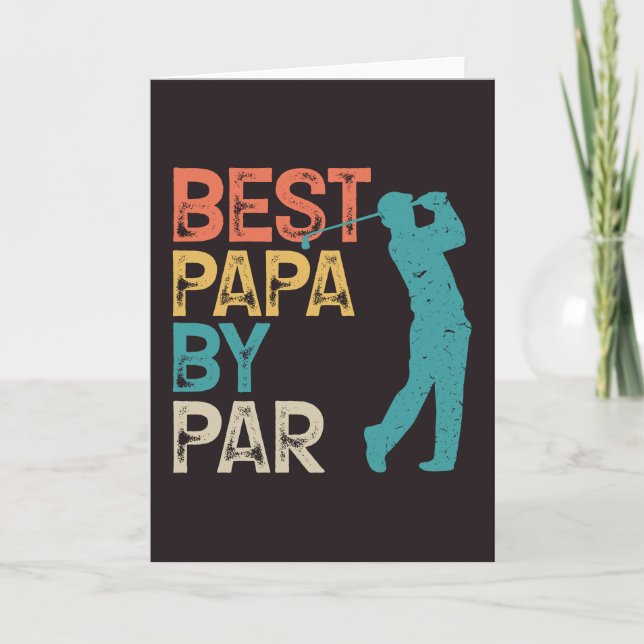 Retro Golfer - Bestes Papa per Par Karte (Vorderseite)