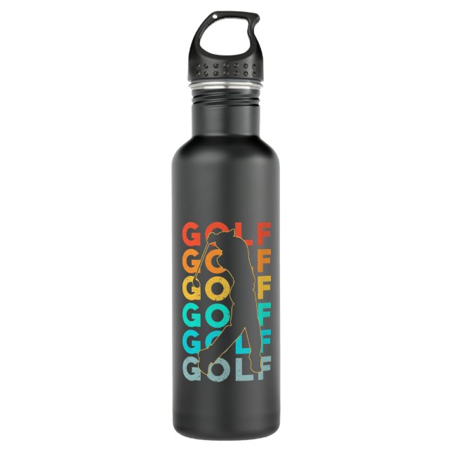 Retro Golfer Edelstahlflasche (Vorderseite)