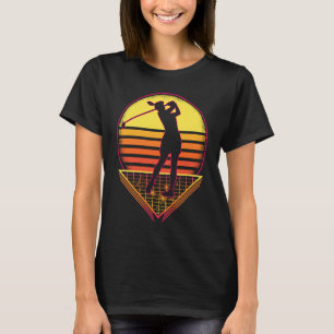 Retro Golfer Frauen Vintag Sonnenuntergang Golf Sp T-Shirt