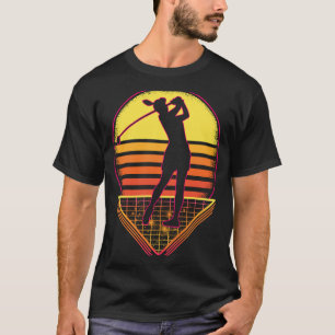 Retro Golfer Frauen Vintag Sonnenuntergang Golf Sp T-Shirt