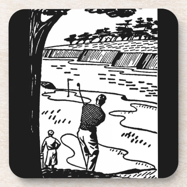 Retro-Golfer Getränkeuntersetzer (Vorderseite)