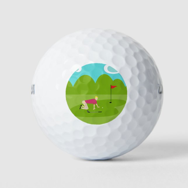 Retro Golfer Golf Ball (Vorderseite)