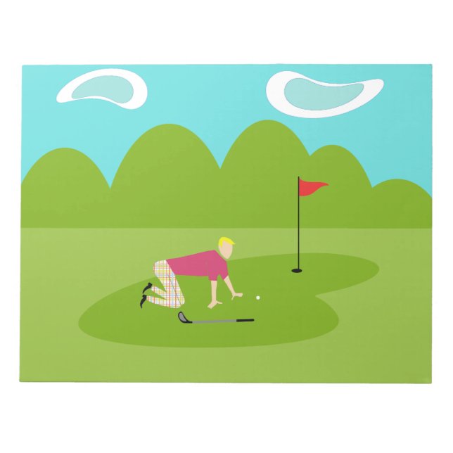 Retro Golfer Notepad Notizblock (Vorderseite)