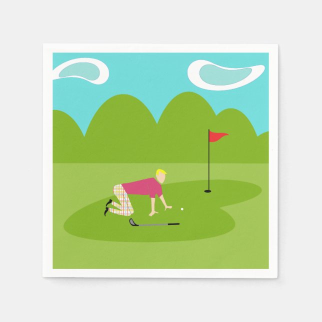 Retro Golfer Paper Napkins Serviette (Vorderseite)