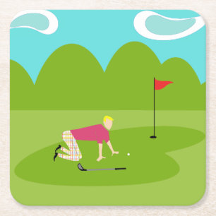 Retro Golfer Paper Untersetzer