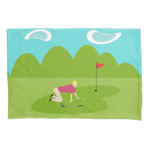 Retro Golfer Pillowcase Kissenbezug