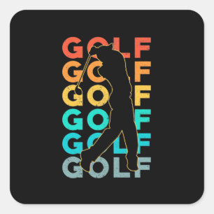 Retro Golfer Quadratischer Aufkleber
