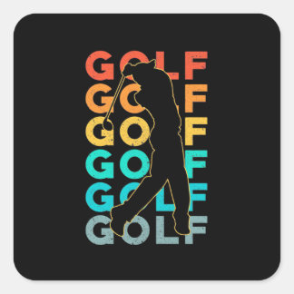 Retro Golfer Quadratischer Aufkleber