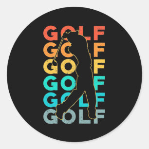 Retro Golfer Runder Aufkleber
