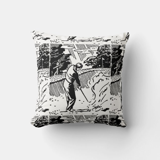 Retro Golfer Sand Trap Kissen (Vorderseite)