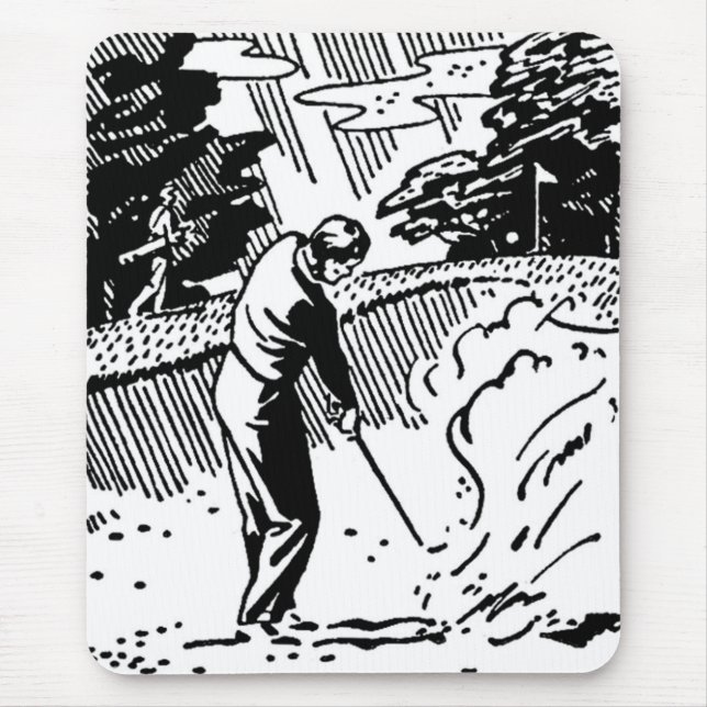 Retro Golfer Sand Trap Mousepad (Vorne)