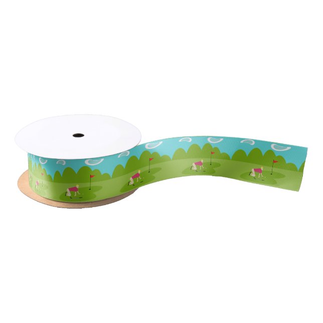 Retro Golfer Satin Ribbon Satinband (Spule)