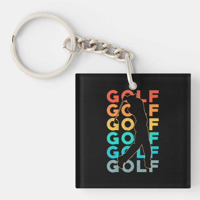 Retro Golfer Schlüsselanhänger (Vorderseite)
