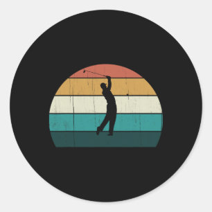 Retro Golfer Swing Vintage Sonnenuntergang Golf sp Runder Aufkleber