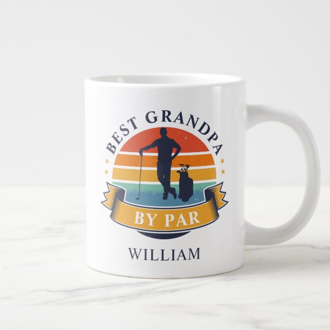 Retro Golfo Best Opa Par Personalisiert Jumbo-Tasse (Rechts)