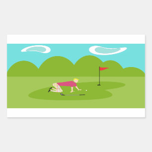 Retro Golfspieler-Aufkleber Rechteckiger Aufkleber