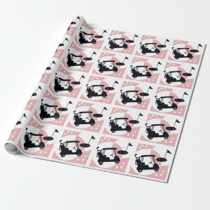 Retro-Golfwagen in Schwarz und Rosa Geschenkpapier
