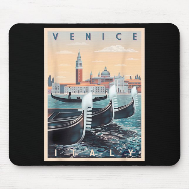 Retro Gondelboote mit Venedig Skyline Italien Mousepad (Vorne)