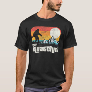 Retro Gone Squatchin Sasquatch Yeti Bigfoot T-Shirt