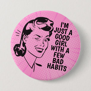 Retro Good Girl Button