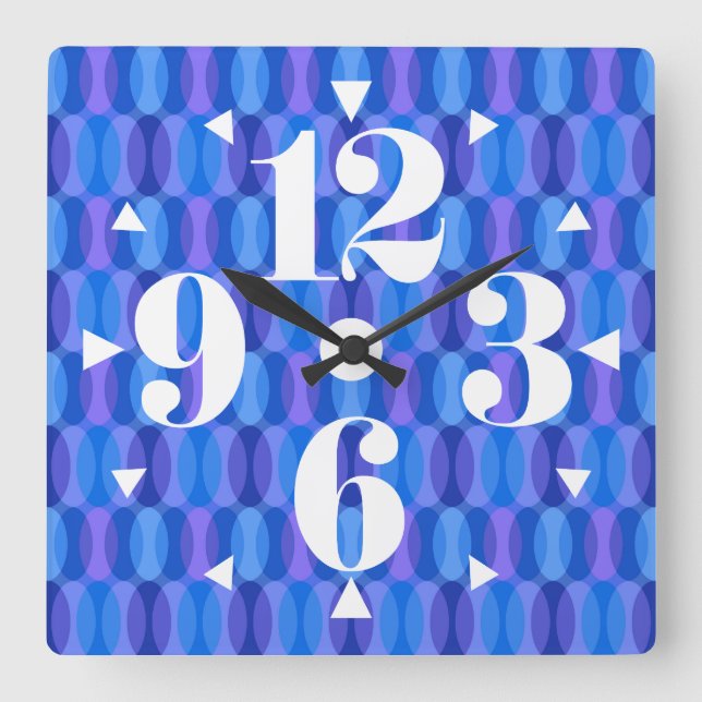 Retro Good Vibes Geometric Pattern Quadratische Wanduhr (Vorderseite)