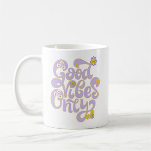 Retro Good Vibes nur Daisy Lila Gelb Kaffeetasse