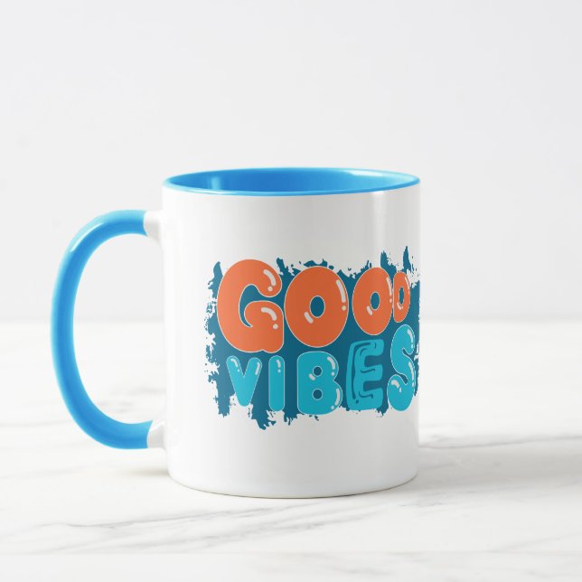 Retro-Good-Vibes-Typografie-Kaffeetasse Tasse (Links)
