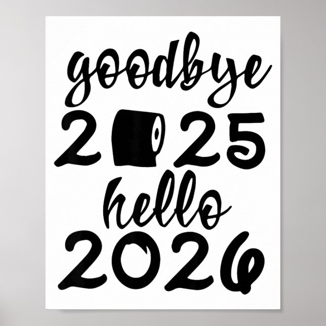 Retro Goodbye 2025 Hello 2026 Happy New Year Party Poster (Vorne)