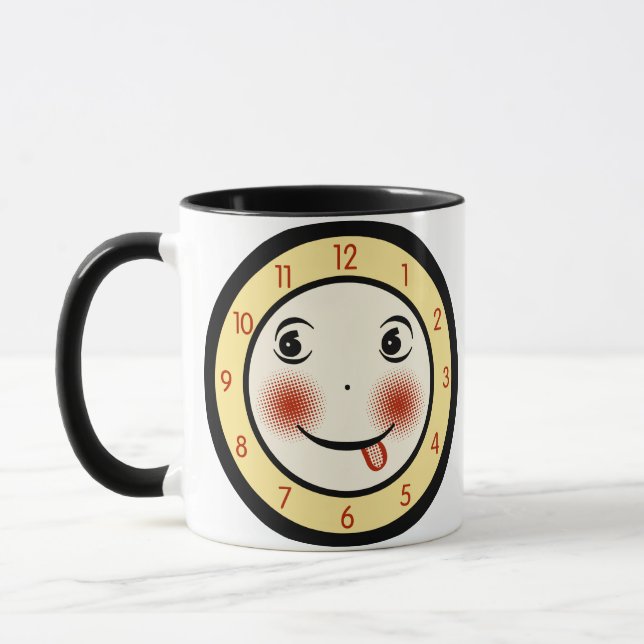 Retro Goofy Clock Face Tasse (Links)