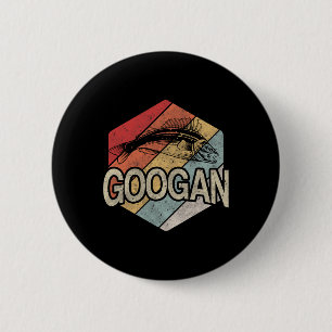 Retro Googan Fisch Angeln Vintage Sonnenuntergang Button