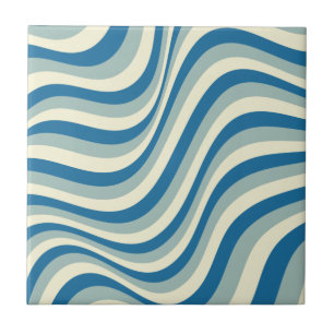 Retro Goovy Hellblau und Dunkelblau Fliese