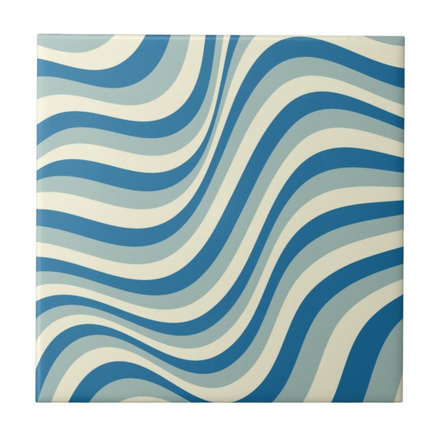 Retro Goovy Light and Dark Blue Fliese (Vorderseite)
