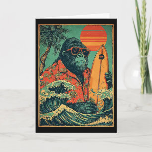 Retro Gorilla Surfer Hawaiianisches Tier Surft am Karte