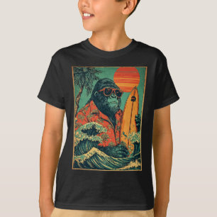 Retro Gorilla Surfer Hawaiianisches Tier Surft Str T-Shirt