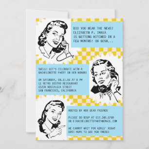 Retro Gossip Gals Junggeselinnen-Abschied Einladun Einladung