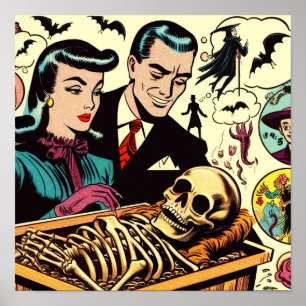 Retro Goth Couple Comic Poster