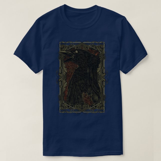 Retro Goth Crow Vintage Ziergothsche T-Shirt (Design vorne)