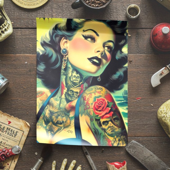 Retro-Goth-Pin-up Seidenpapier (Von Creator hochgeladen)