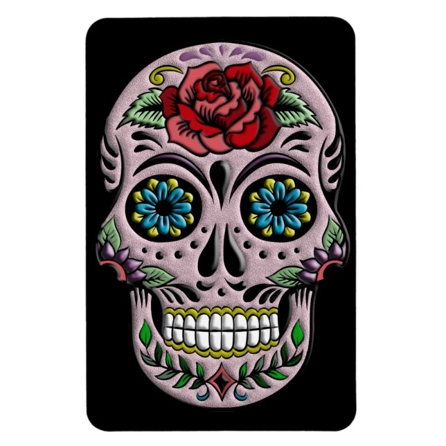 Retro Goth Sugar Skull Magnet (Vertikal)
