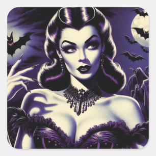 Retro Gothic Woman Quadratischer Aufkleber