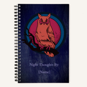 Retro-Gotische Nacht-Eule-Mond-Spiral-Notizbuch Notizbuch